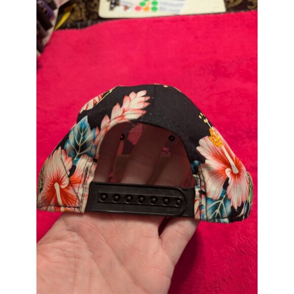 California Republic Bear Floral Snapback Hat Black Tropical Hibiscus Adjustable - Picture 4 of 8